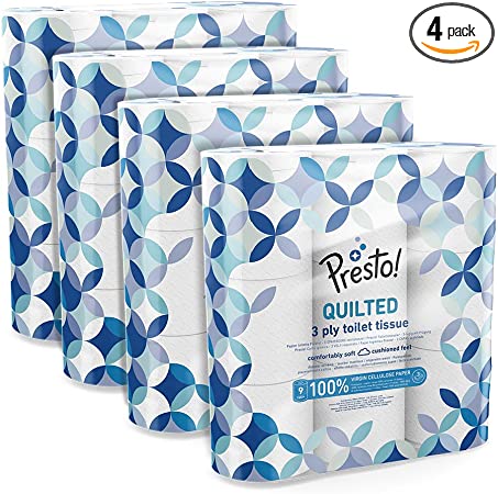 Presto! 3-lagiges Toilettenpapier, 36 Rollen (9 x 4 x 200 Blätter) tiashop.de tiashopPresto! 3-lagiges Toilettenpapier, 36 Rollen (9 x 4 x 200 Blätter) tiashop.de tiashop